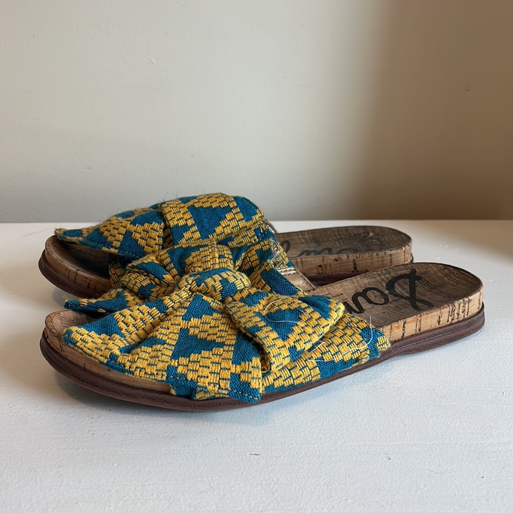 Sam Edelman Blue and Yellow Patterned Sandals - Picture 8 of 12